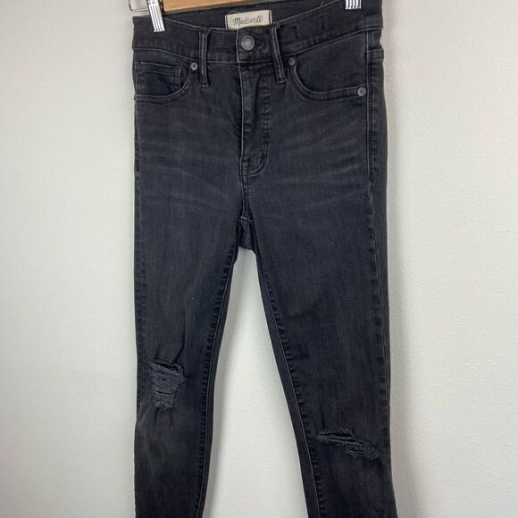 Madewell 9” High-Rise Skinny Distressed Raw Edge Jeans - Picture 3 of 8